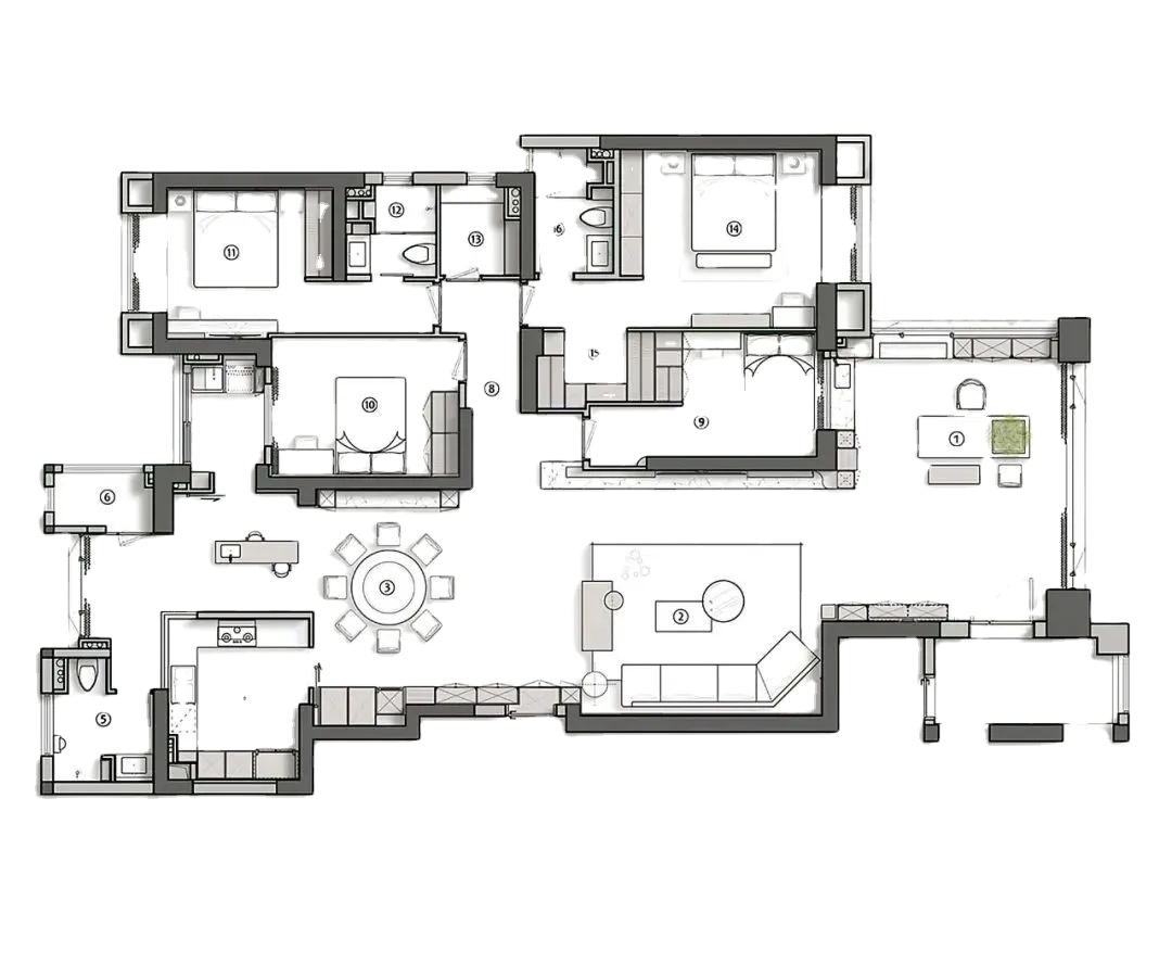 Interior Design And Construction - Sanhai House Planes Servicios de diseño