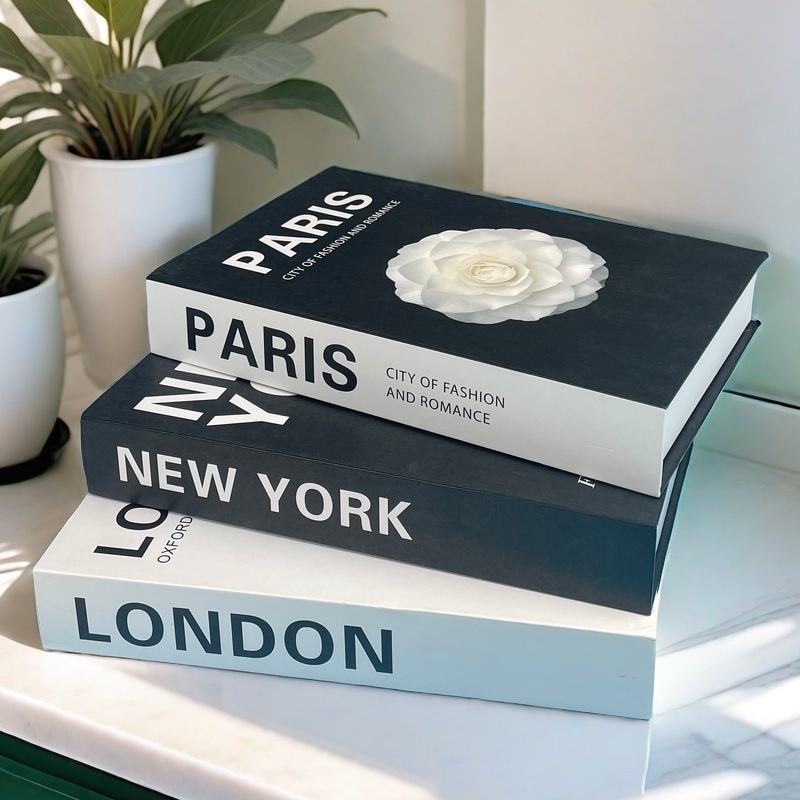 Interior Design York - Caja de almacenamiento de libros falsos